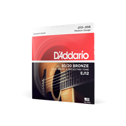 D'addario Medium Gauge 80/20  (13-56) Acoustic Guitar Strings EJ12