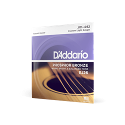 D'addario D'Addario 11-52 Custom Light, Phosphor Bronze Acoustic Guitar Strings EJ26