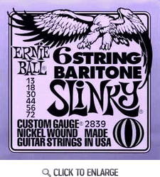 Ernie Ball Nickel Baritone Slinky Electric Guitar Strings 13-72 2839
