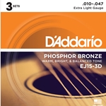 D'addario 3-PACK ACOUS GTR PB X-LITE EJ15-3D