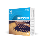 D'addario 12-53 Light, Phosphor Bronze Acoustic Guitar Strings 10-Pack EJ16-10P