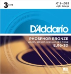 D'addario 3-Pack Acoustic Guitar Strings Phosphor Bronze, Light EJ16-3D