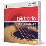 D'addario 3-PACK Medium Gauge - Phosphor Bronze EJ17-3D