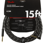 Fender Deluxe Series Instrument Cable, Straight/Right Angle, 15', Black Tweed 0990820085