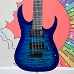 Ibanez Gio GRG7221QA, 7 String Electric Guitar, Transparent Blue Burst Finish, CLOSEOUT GRG7221QATBB