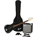 Squier Affinity Series™ Precision Bass® PJ Pack, Maple Fingerboard, Black, Gig Bag, Rumble 15 - 120V 0372981006