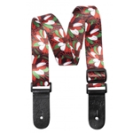 Stagg Terylene uke strap with red/green flower pattern STEUKEFLOWRED