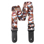 Stagg Terylene uke strap with brown/blue flower pattern STEUKEFLOWBRW