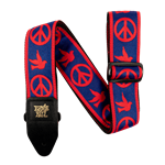 Ernie Ball Red and Blue Peace Love Dove Jacquard Strap P04698