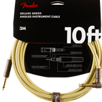 Fender Deluxe Series Instrument Cable, Straight/Angle, 10', Tweed 0990820091