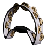 Rhythm Tech RTPRO21 Pro Tambourine with Integrated Mounting System, White/Black, Brass Jingles