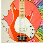 2004 Music Man Stingray 5 Bass Guitar, Translucent Orange, USA, Hard Case UMMSTING5