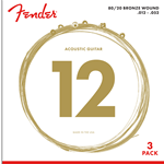 Close-Out Special 3 PACK of Fender 80/20 Bronze Wound .012-.052 Acoustic Strings 0730070312