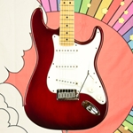 Used 1996 Fender Standard Stratocaster Guitar, Crimson Burst Transparent ISS25454