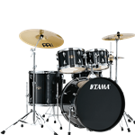 Tama Imperialstar IE52C 5-piece Complete Drum Set with Snare Drum and Meinl Cymbal - Hairline Black IE52CHBK