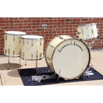 1947 Ludwig & Ludwig 4 Piece Kit - White Oval White Badge, Marine Pearl, Top Hat & Cane Era ISS28868