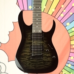 Used Ibanez GRG7221QA 7-String Electric Guitar - Trans Black Quilt ISS28951