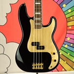 2022 Squier 40th Anniversary Precision Bass Gold Edition - Black w/ Gold Anodized Pickguard - Upgraded Pickup ISS28946