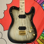 Used Schecter Meegs PT EX Baritone Guitar, Satin Charcoal Burst, Hard Case, PLEKED ISS29504