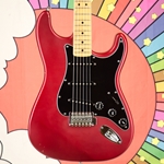 Used 2003 Fender Standard Stratocaster MIM, Satin Candy Apple Red, Upgraded Locking Tuners ISS31336
