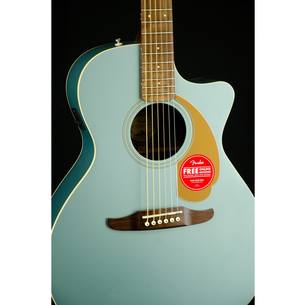 Fender Newporter Player Acoustic Electric Guitar, Ice Blue Satin