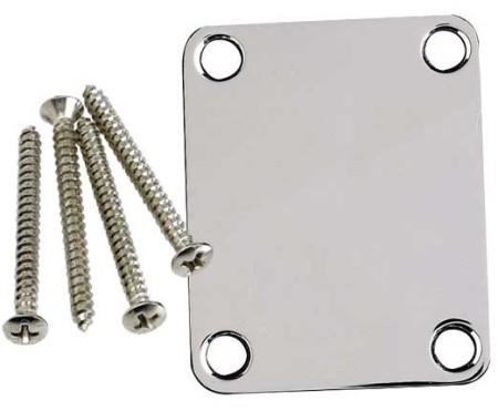 Fender Neck Plate, American Vintage/Mexico Guitars/Basses, 4 Bolt, No Logo, Chrome 0991447100