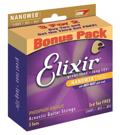 Multipak - 3 sets of Elixir Light Gauge  for a special price. 16545