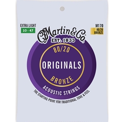 Martin M170 Acoustic Guitar Strings 80/20 Bronze EXTRA LIGHT .010-.047