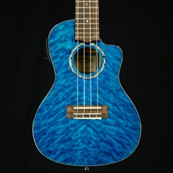 Lanikai QM-BLCEC Quild Maple Cutaway Concert Uke in Blue Stain