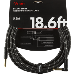 Fender Deluxe Series Instrument Cable, Straight/Angle, 18.6', Black Tweed 0990820079