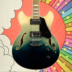 2022 Ibanez Artcore AS73FM Archtop Electric Guitar- Transparent Indigo Fade Finish AS73FMTIF