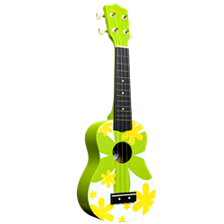 Amahi Ukelele With Green Flower Design ISS14716