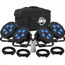 American Dj ADJ American DJ MEG386 Mega Flat Hex Pak Lighting Kit +Cables +Remote +Carry Bag