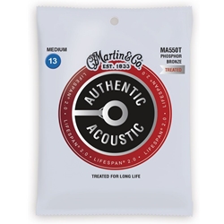 Martin MA550T Lifespan Treated Phosphor Bronze Authentic Acoustic Guitar Strings Medium 13-56