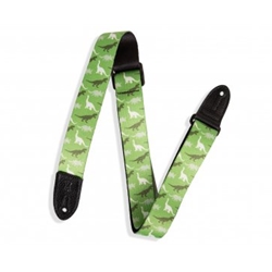 Levys 1.5" kids guitar strap with printed dinosaur camo pattern MPJR-003