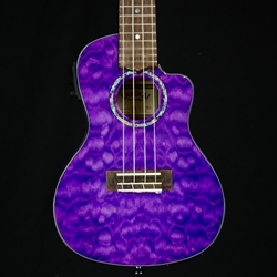 Lanikai Quilted Maple Purple Cutaway Electric Concert Uke Ukulele, QM-PUCEC