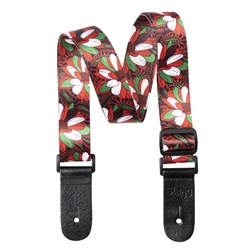 Stagg Terylene uke strap with red/green flower pattern STEUKEFLOWRED