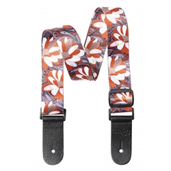 Stagg Terylene uke strap with orange/white flower pattern STEUKEFLOWORA