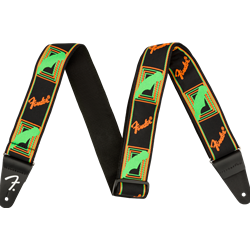 Fender Neon Monogrammed Strap, Green/Orange 0990681301