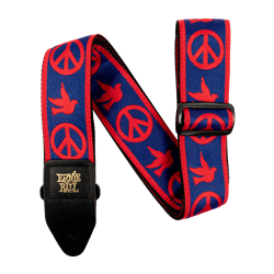 Ernie Ball Red and Blue Peace Love Dove Jacquard Strap P04698