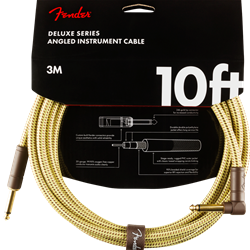 Fender Deluxe Series Instrument Cable, Straight/Angle, 10', Tweed 0990820091