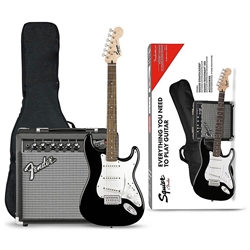 Squier Stratocaster Pack, Laurel Fingerboard, Black, Gig Bag, 10G 0371823006