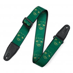 Levys 2" Wide Polyester Guitar Strap with Green & Mustard Scanned Skull Motif MPD2-113