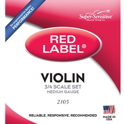 Red Label Super Sensitive 3/4 Size Violin Strings, 2105 SS210-3/4