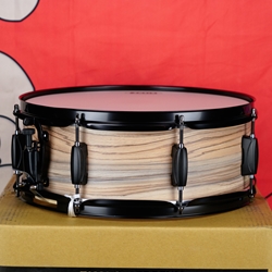 New Tama WOODWORKS POPLAR 14"x5.5" SNARE DRUM - Natural Zebrawood Wrap WP1455BKNZW