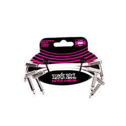 Ernie Ball FLAT RIBBON PATCH CABLE 3IN - White - 3 PACK P06384