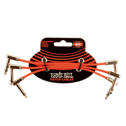 Ernie Ball FLAT RIBBON PATCH CABLE 6IN - RED - 3 PACK P06402