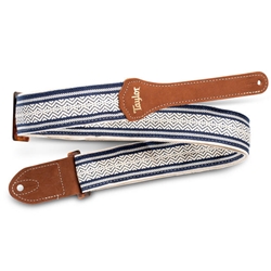 Taylor Academy Strap -White/ Blue Jaquard Cotton - 2" 4006-20