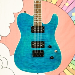 2003 Fender FMT HH Telecaster Electric Guitar - Rare Transparetn Blue, Aqua Gloss ISS22097
