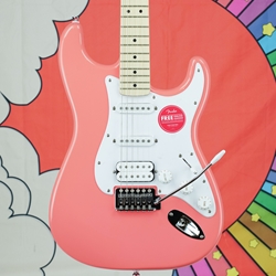 Squier Sonic™ Stratocaster® HSS, Maple Fingerboard, White Pickguard, Tahitian Coral Torino Red 0373202511